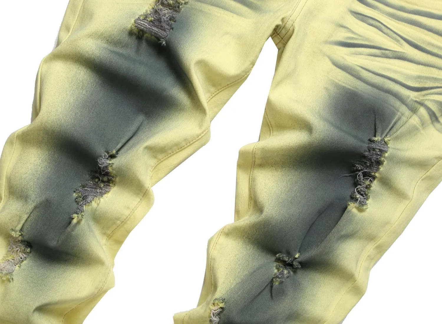 Men's Slim-fit Stretch Denim Jeans Featuring a Ripped Stretch Regular Pants