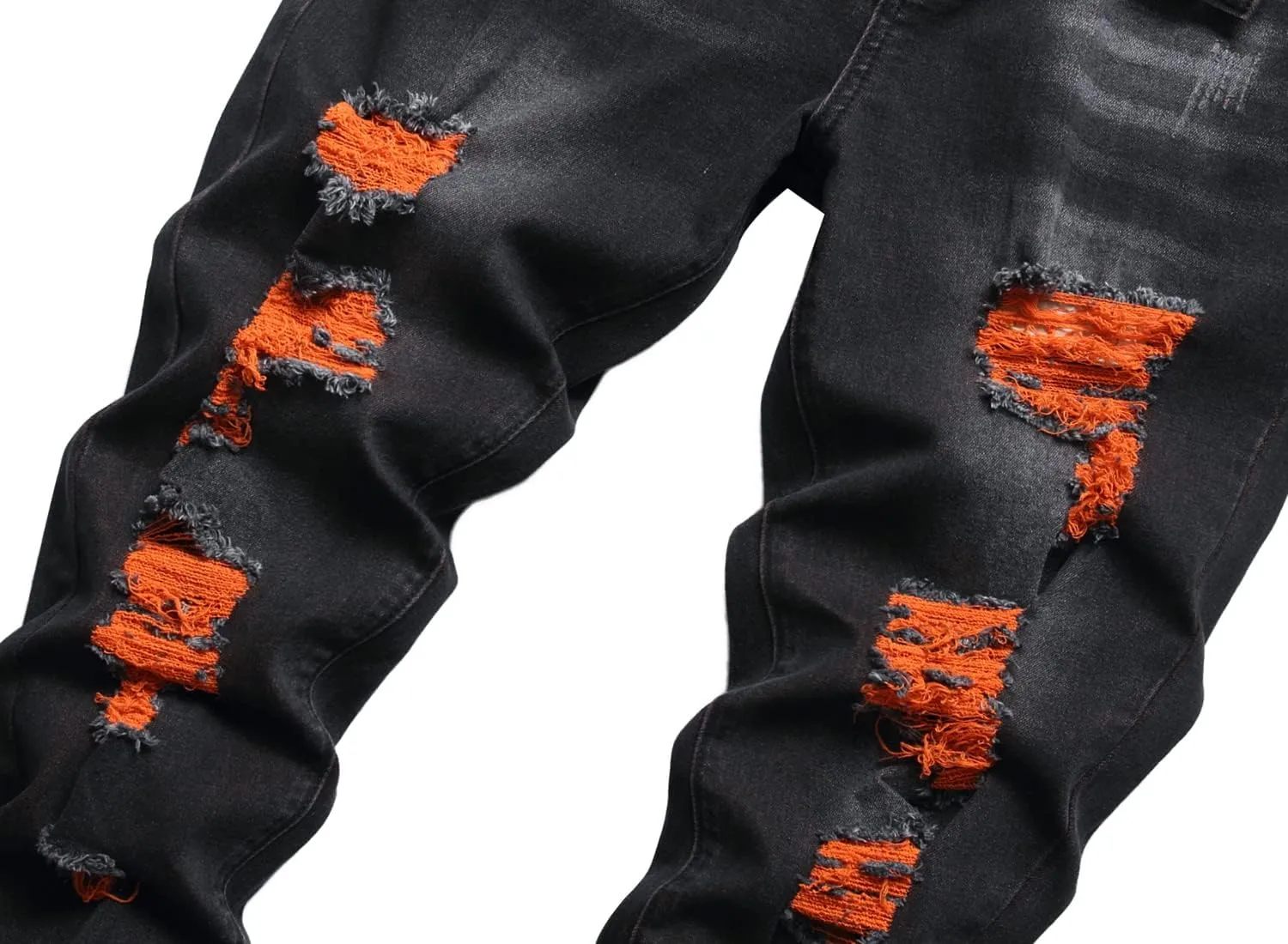 Men's Slim-fit Stretch Denim Jeans Featuring a Ripped Stretch Regular Pants