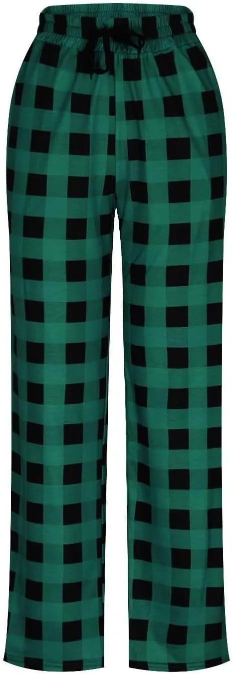 Men's Sweatpants Drawstring Lounge Bottoms Plaid Print Adjustable Pants Workout Lightweight Pajama Pant with Pockets