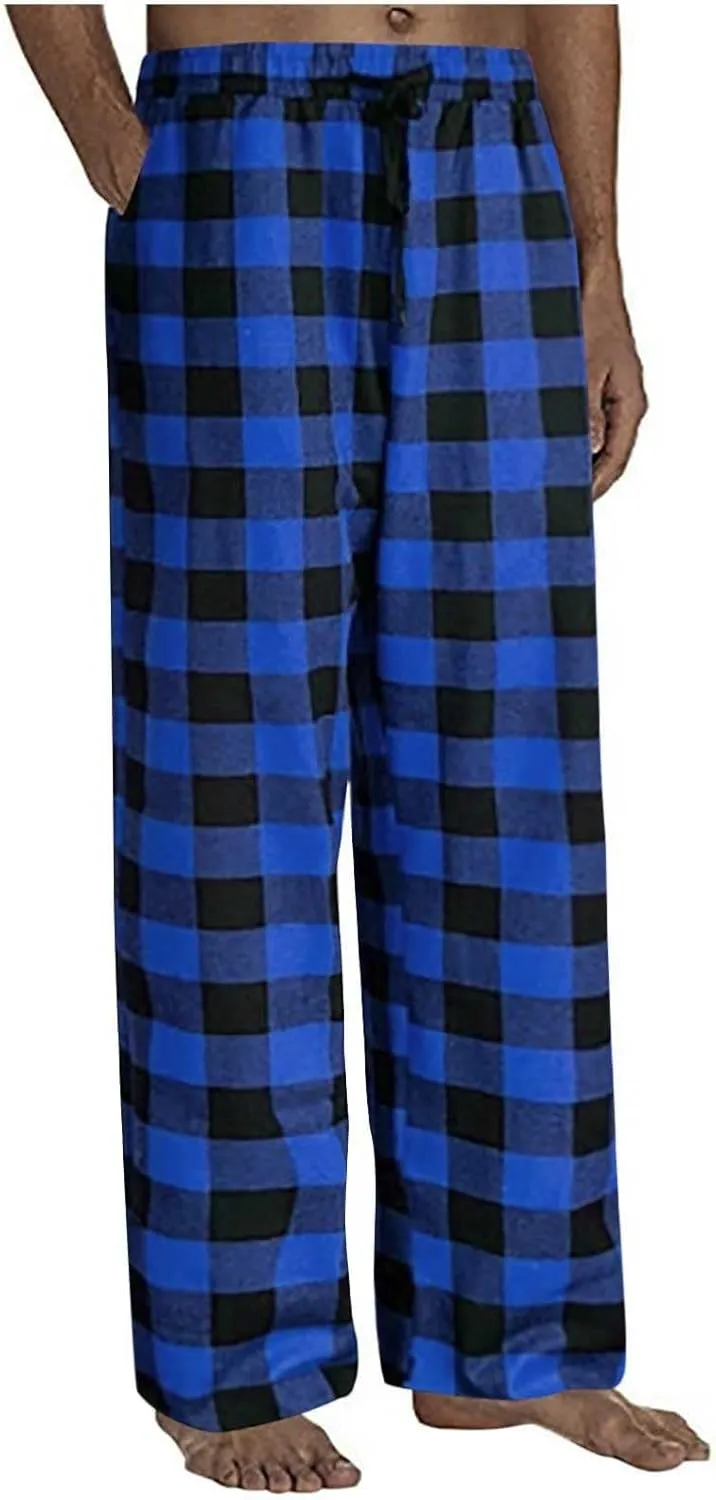 Men's Sweatpants Plaid Print Lounge Pants Drawstring Stylish Pajama Pants Workout Casual Sleep Bottoms with Pockets