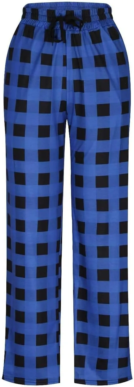 Men's Sweatpants Plaid Print Lounge Pants Drawstring Stylish Pajama Pants Workout Casual Sleep Bottoms with Pockets