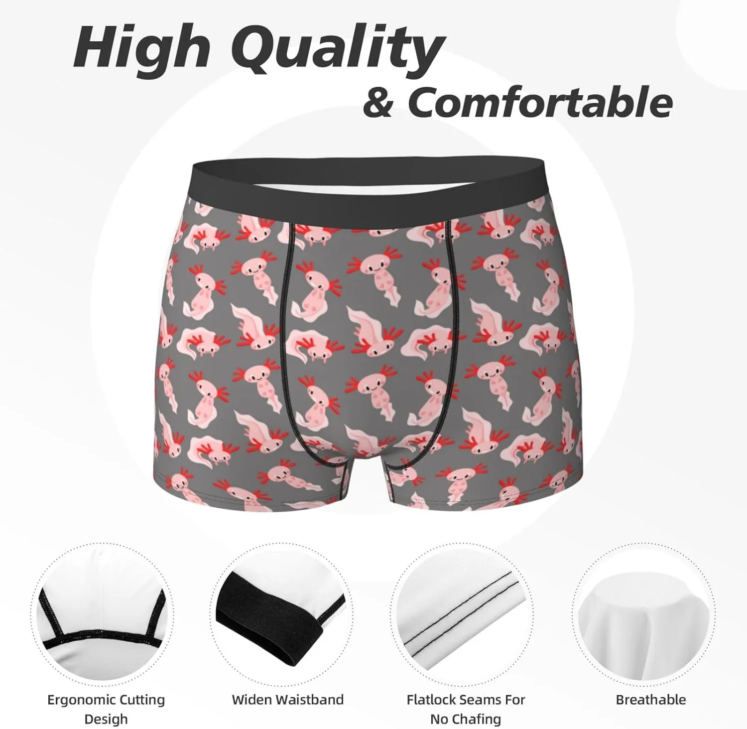 Mens Underwear Boxer Briefs - Cartoon Cute Axolotl Pink_C Breathable Men's Boxer Briefs with Flex Waistband