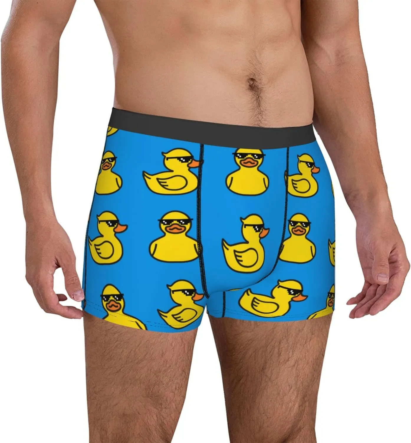 Mens Underwear Boxer Briefs - Cartoon Cute Duck With Glasses_A Breathable Men's Boxer Briefs with Flex Waistband