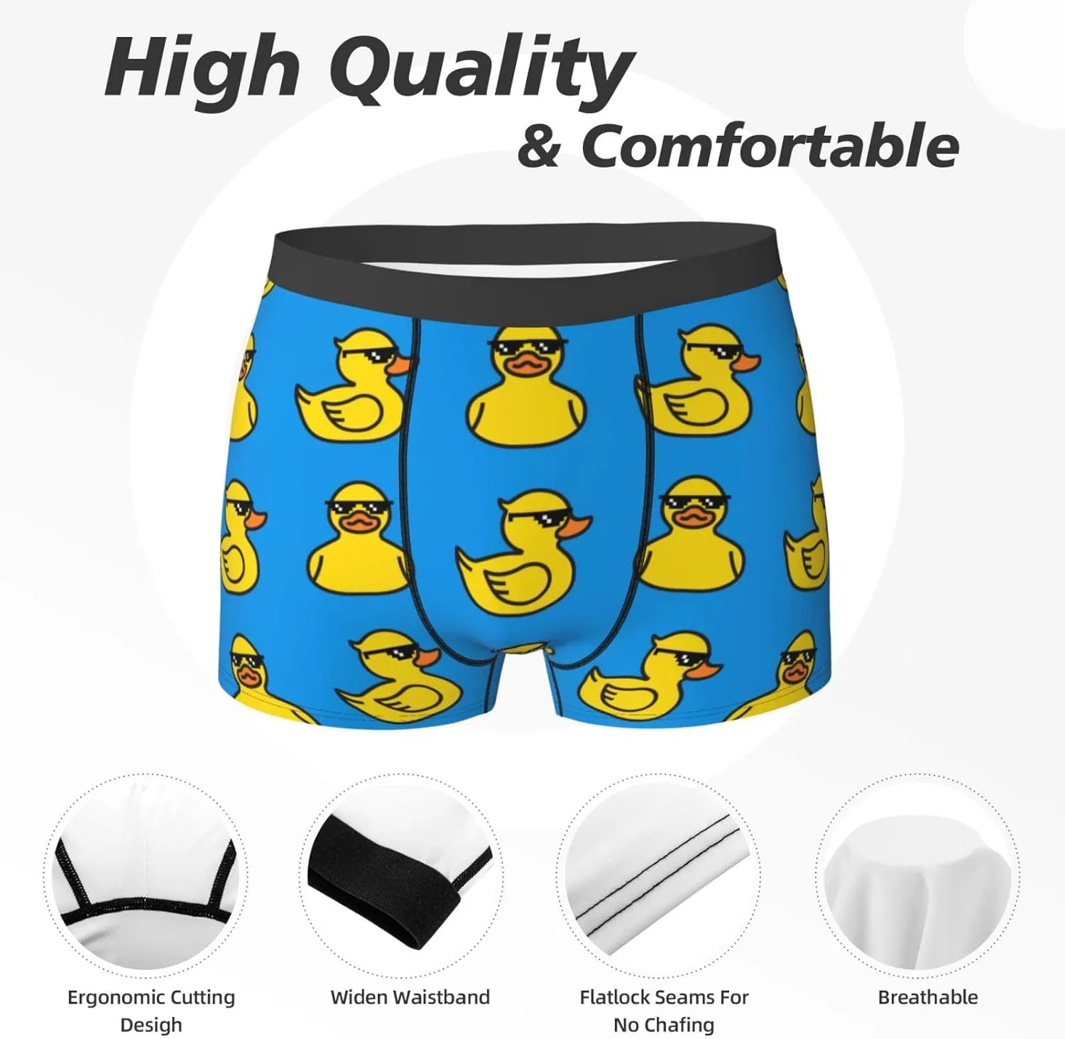 Mens Underwear Boxer Briefs - Cartoon Cute Duck With Glasses_A Breathable Men's Boxer Briefs with Flex Waistband