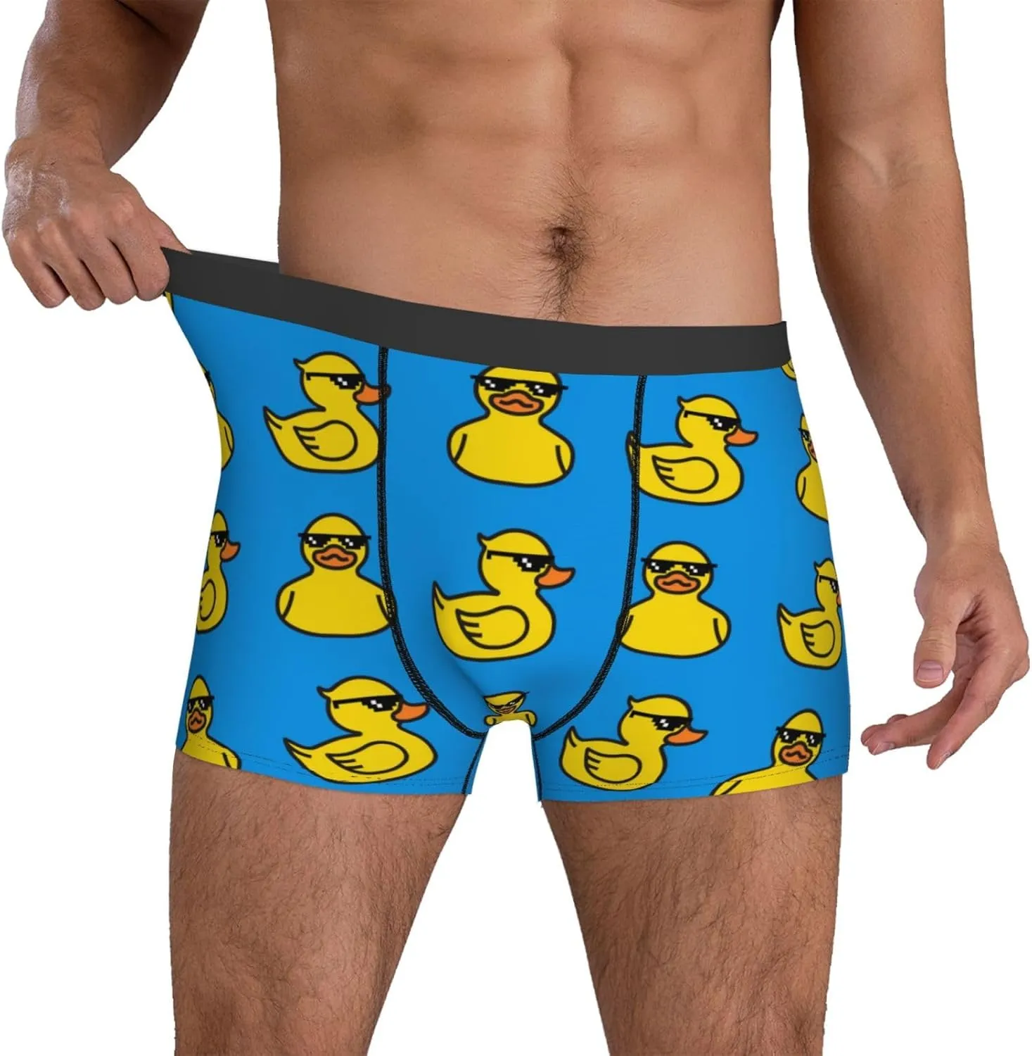 Mens Underwear Boxer Briefs - Cartoon Cute Duck With Glasses_A Breathable Men's Boxer Briefs with Flex Waistband
