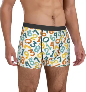 Mens Underwear Boxer Briefs - cartoon Math number Print Breathable Men's Boxer Briefs with Flex Waistband