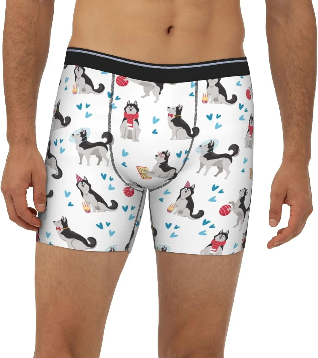Mens Underwear Boxer Briefs - Soft Breathable Cartoon Cute Husky Dog Funny Men Underwear Boxer Briefs