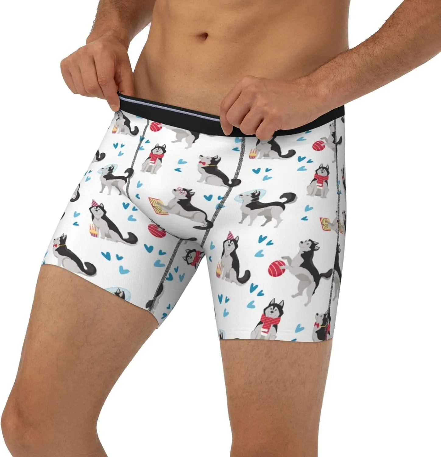 Mens Underwear Boxer Briefs - Soft Breathable Cartoon Cute Husky Dog Funny Men Underwear Boxer Briefs