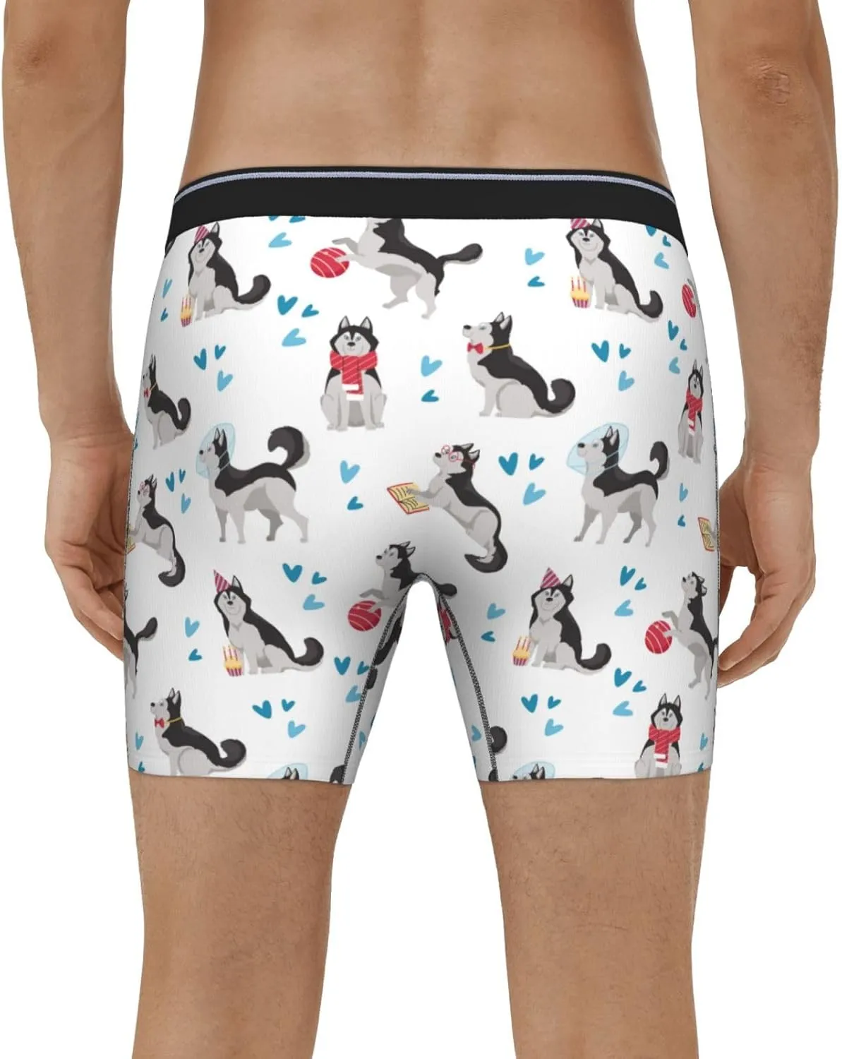 Mens Underwear Boxer Briefs - Soft Breathable Cartoon Cute Husky Dog Funny Men Underwear Boxer Briefs