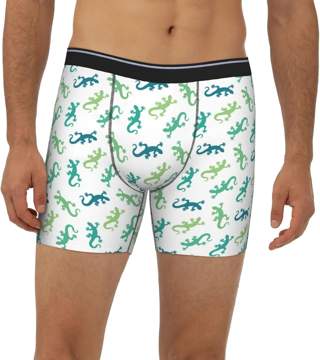 Mens Underwear Boxer Briefs - Soft Breathable Cartoon Cute Lizard Gecko_B Men Underwear Boxer Briefs