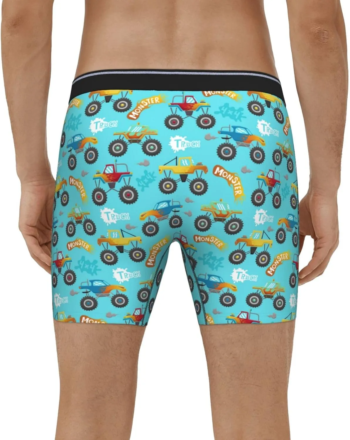 Mens Underwear Boxer Briefs - Soft Breathable Cartoon Monster Truck Men Underwear Boxer Briefs