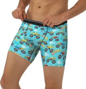 Mens Underwear Boxer Briefs - Soft Breathable Cartoon Monster Truck Men Underwear Boxer Briefs