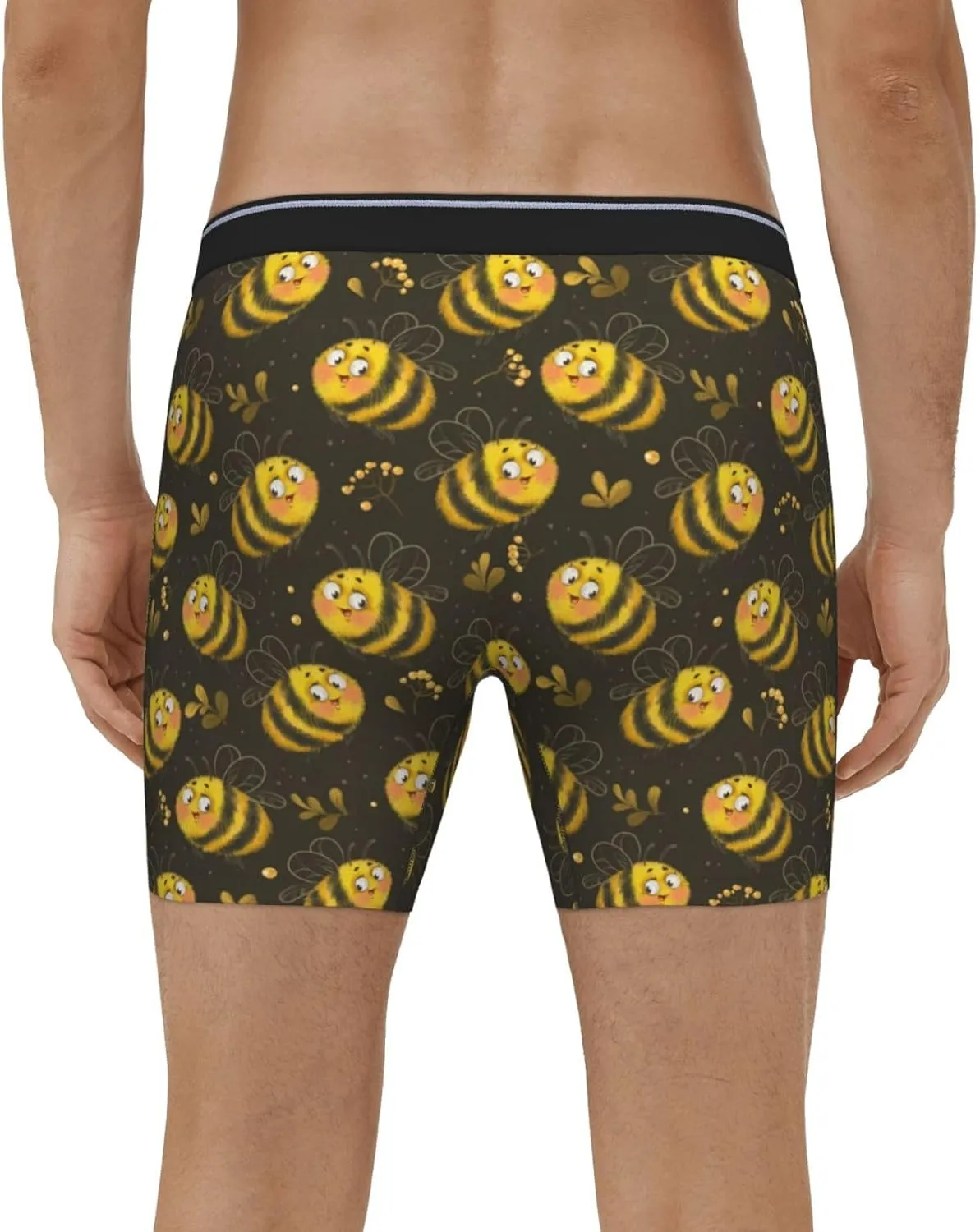 Mens Underwear Boxer Briefs - Soft Breathable Cute Cartoon Bees Men Underwear Boxer Briefs
