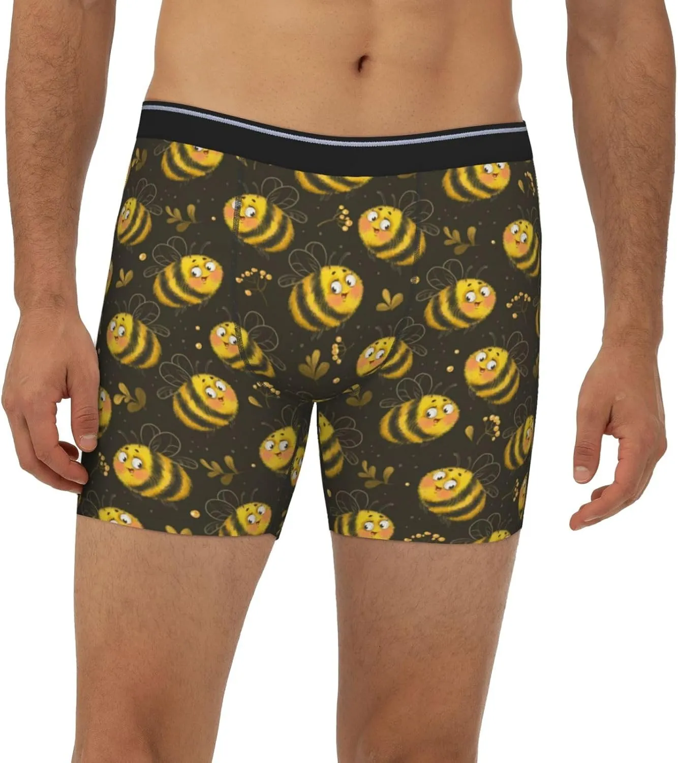 Mens Underwear Boxer Briefs - Soft Breathable Cute Cartoon Bees Men Underwear Boxer Briefs