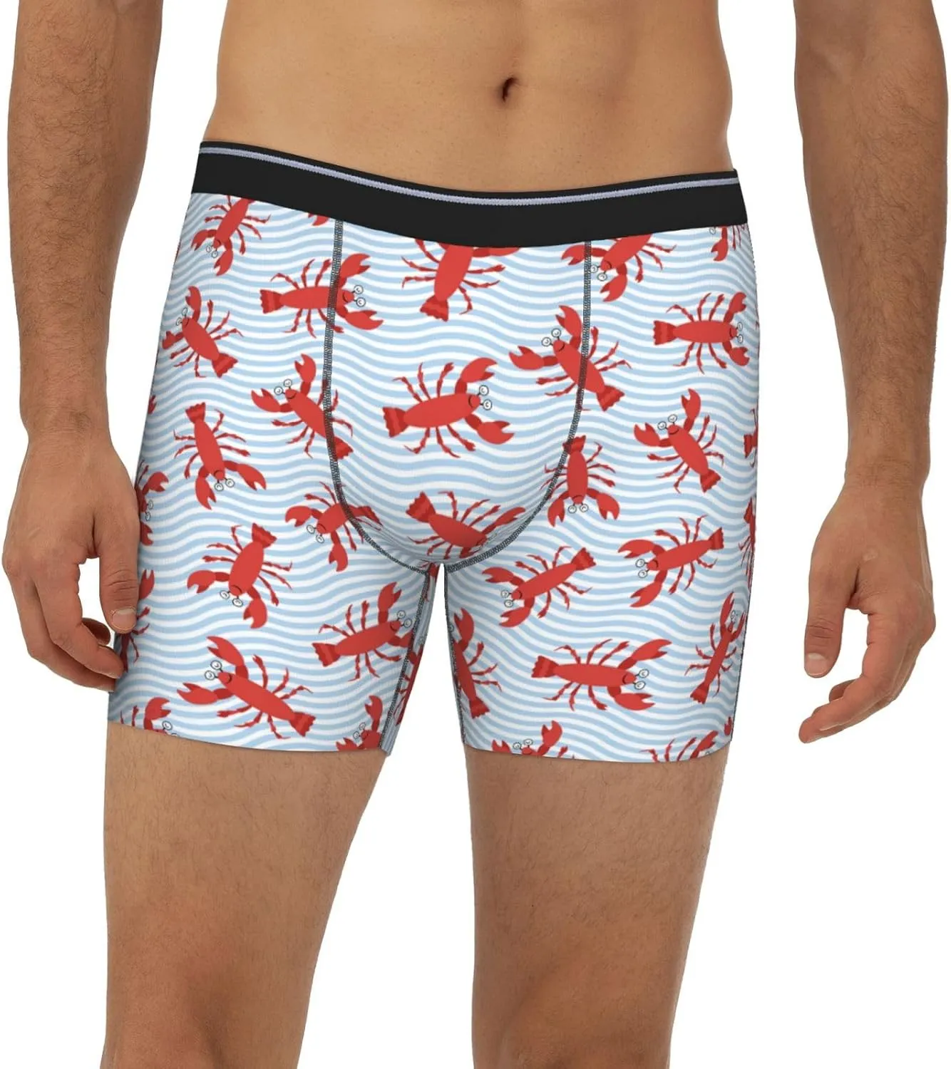 Mens Underwear Boxer Briefs - Soft Breathable Cute Cartoon Lobster Men Underwear Boxer Briefs