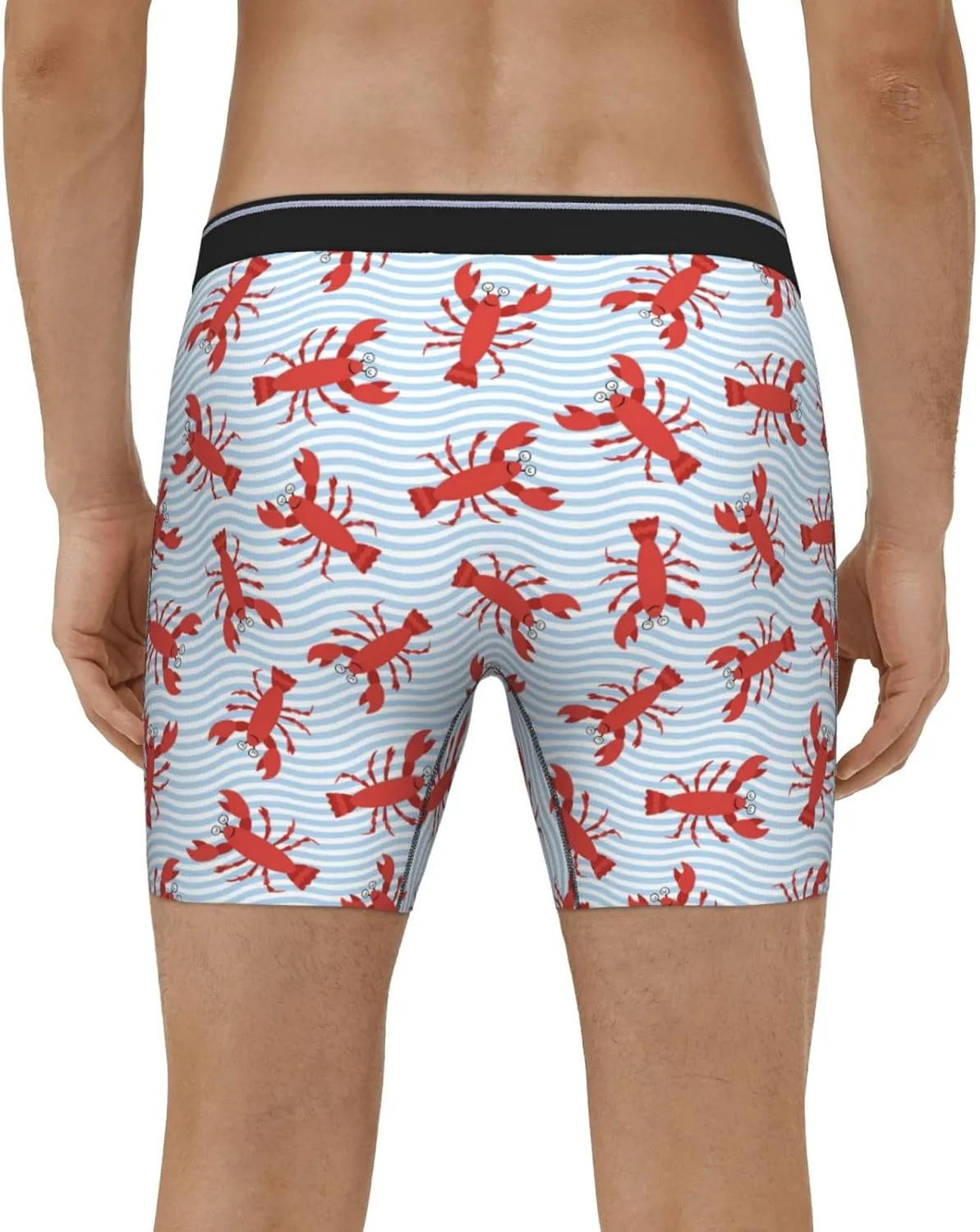 Mens Underwear Boxer Briefs - Soft Breathable Cute Cartoon Lobster Men Underwear Boxer Briefs
