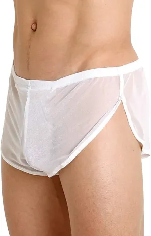 Mens Underwear Sexy Mesh Breathable Boxer Briefs See Through Side Split Soft Breathable Cool Transparent Brief Shorts