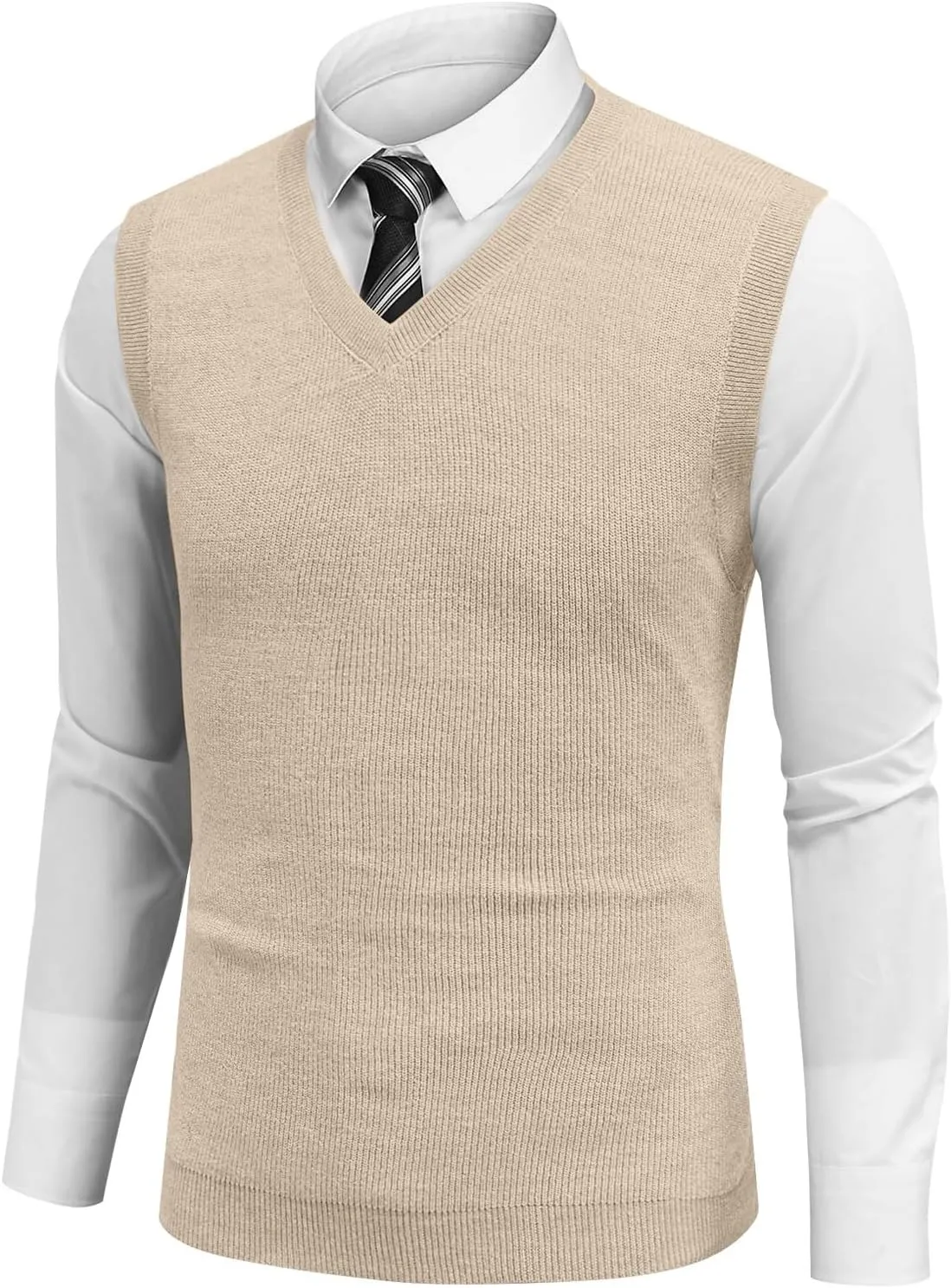Men's Wool Blended Vest Sweater Vest V Neck Sleeveless Sweater Slim Relaxed Fit Casual Knitted Pullover Sweater 2025