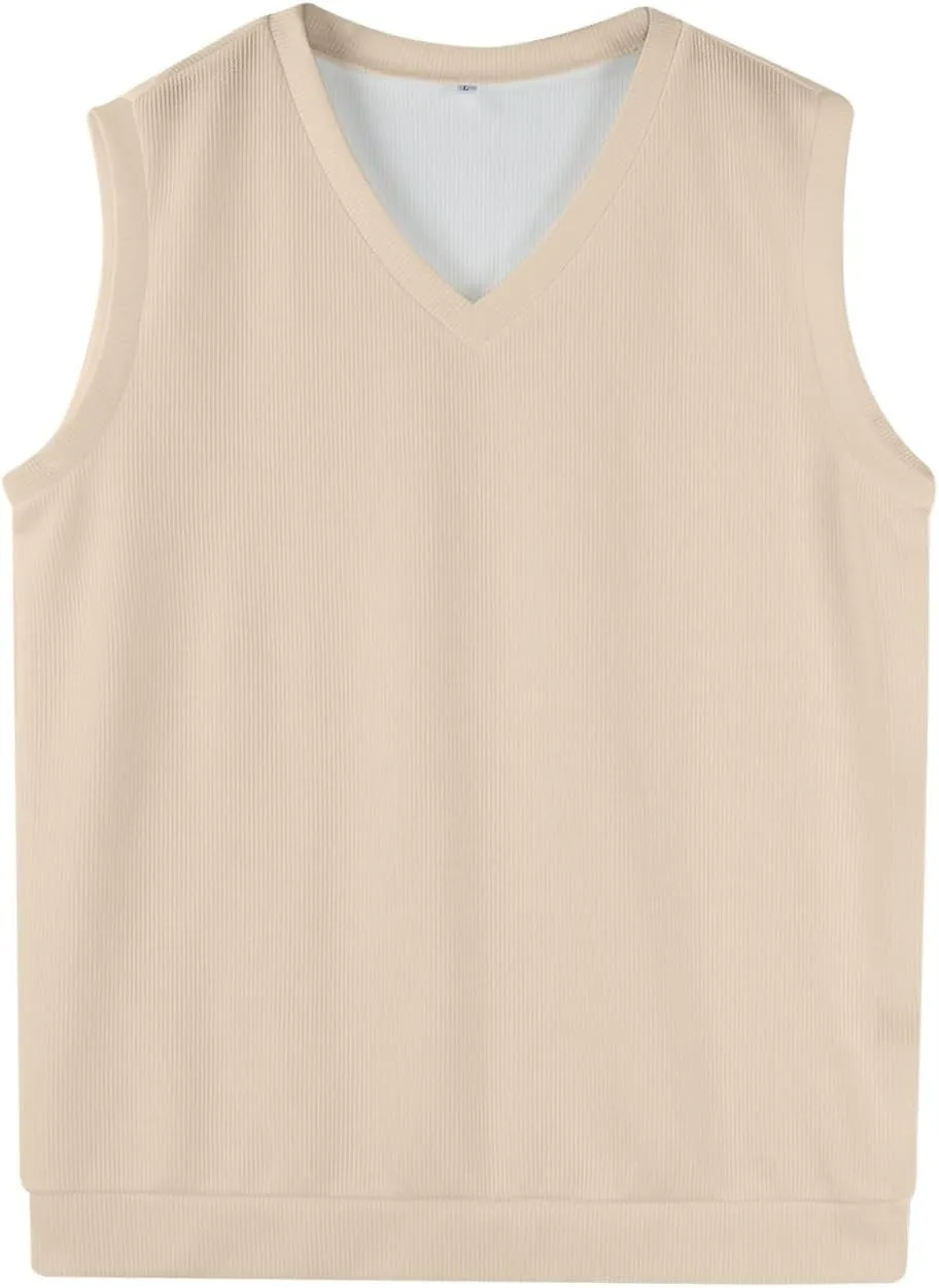 Men's Wool Blended Vest Sweater Vest V Neck Sleeveless Sweater Slim Relaxed Fit Casual Knitted Pullover Sweater 2025