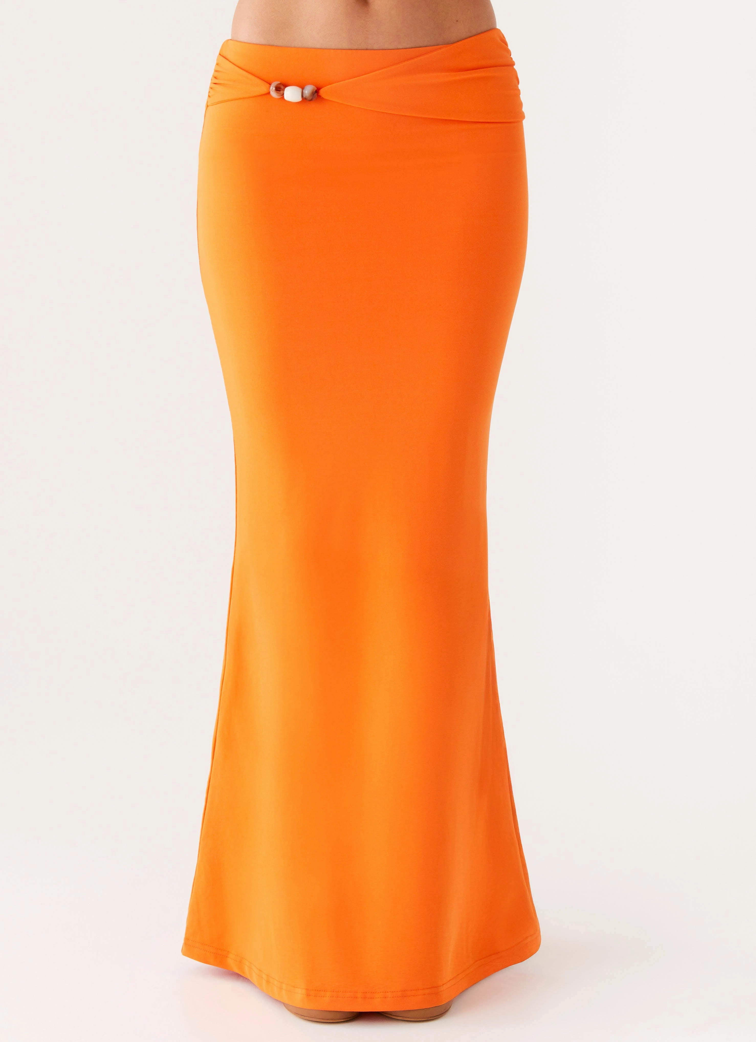 Smart Fit Knitted Fabric Mention Maxi Skirt - Orange