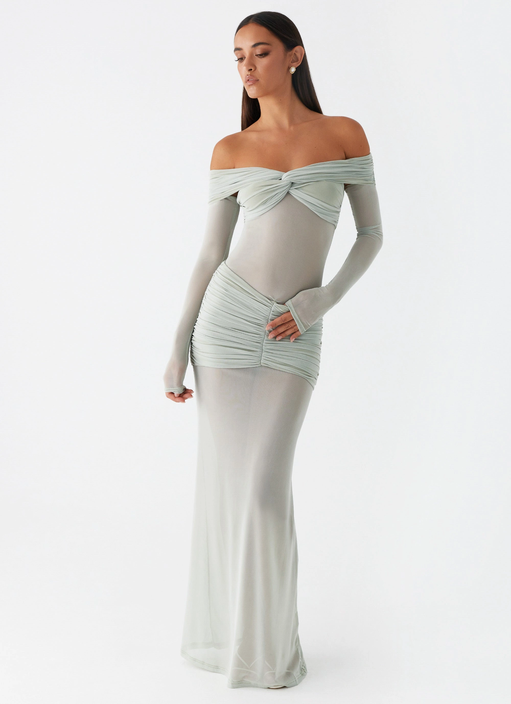 Artisanal-Detail Signature-Style Mercy Maxi Dress - Sage