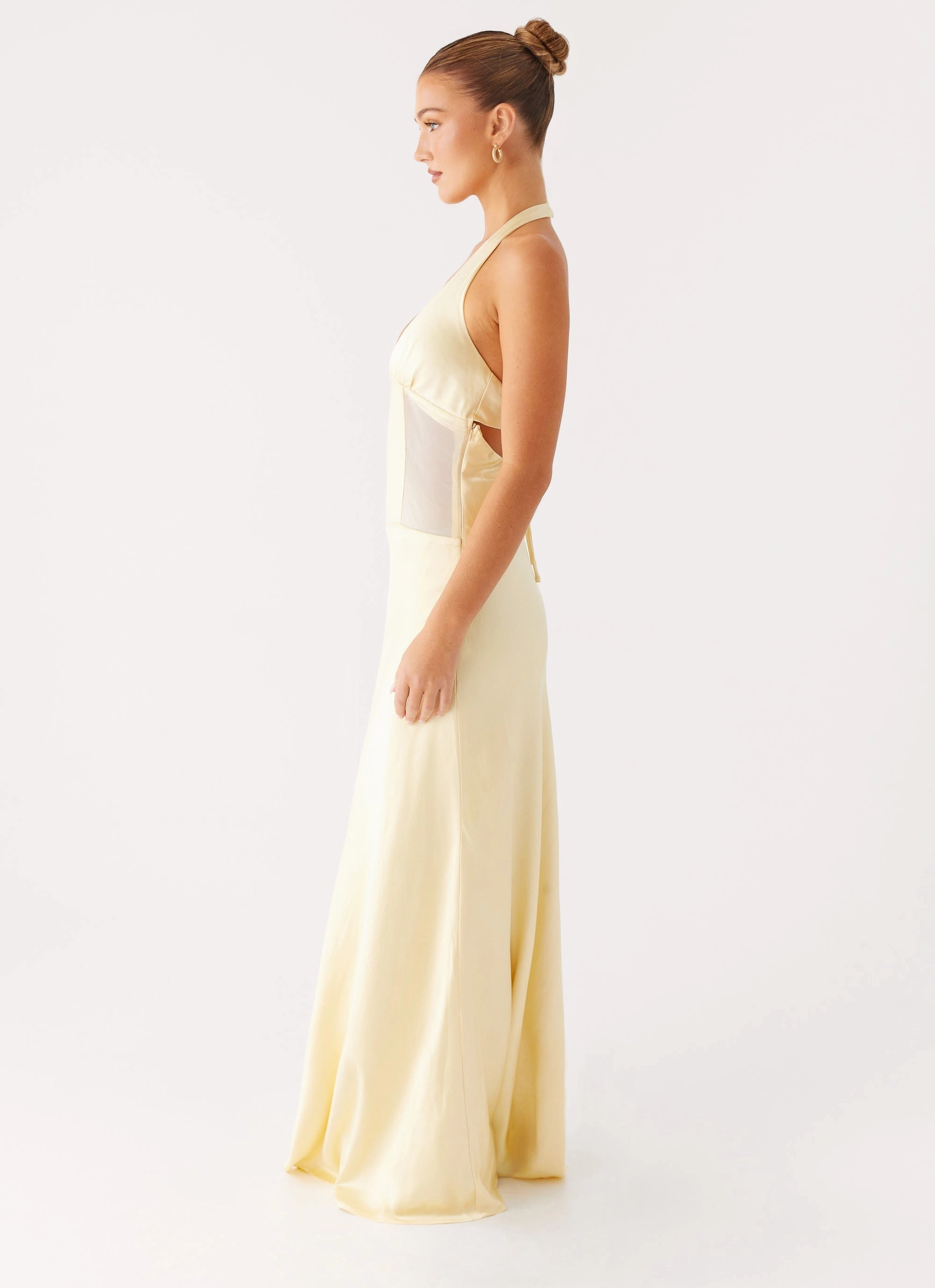 Elegant Finish Ambre Mesh Panel Maxi Dress - Yellow