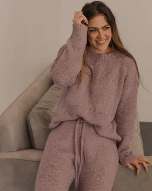 MEROKEETY Fuzzy Fleece Long Sleeve Sweater Pants Pajama Set