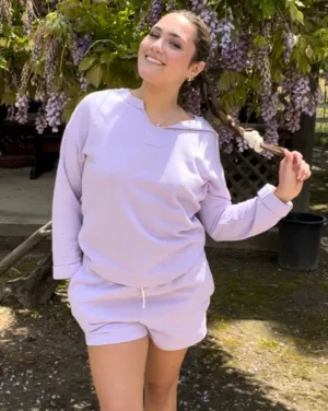 MEROKEETY Long Sleeve Knit Tops and Shorts Pajama Set