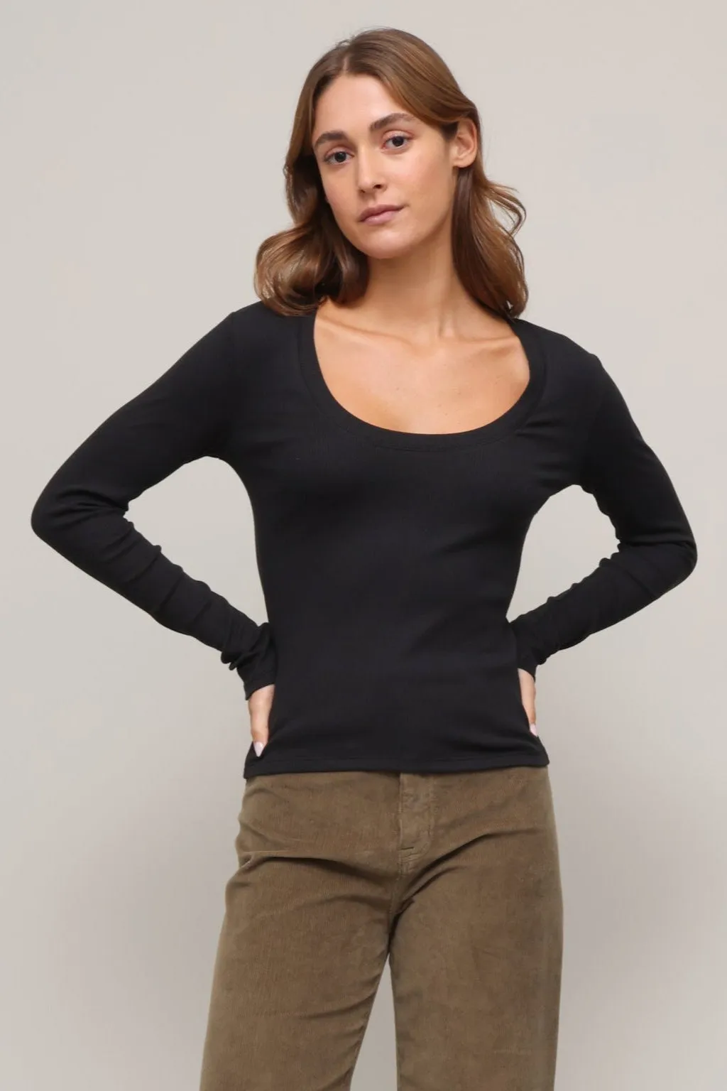 Sirena Rib Long Sleeve Tee Relaxed Dress NeutralPalette