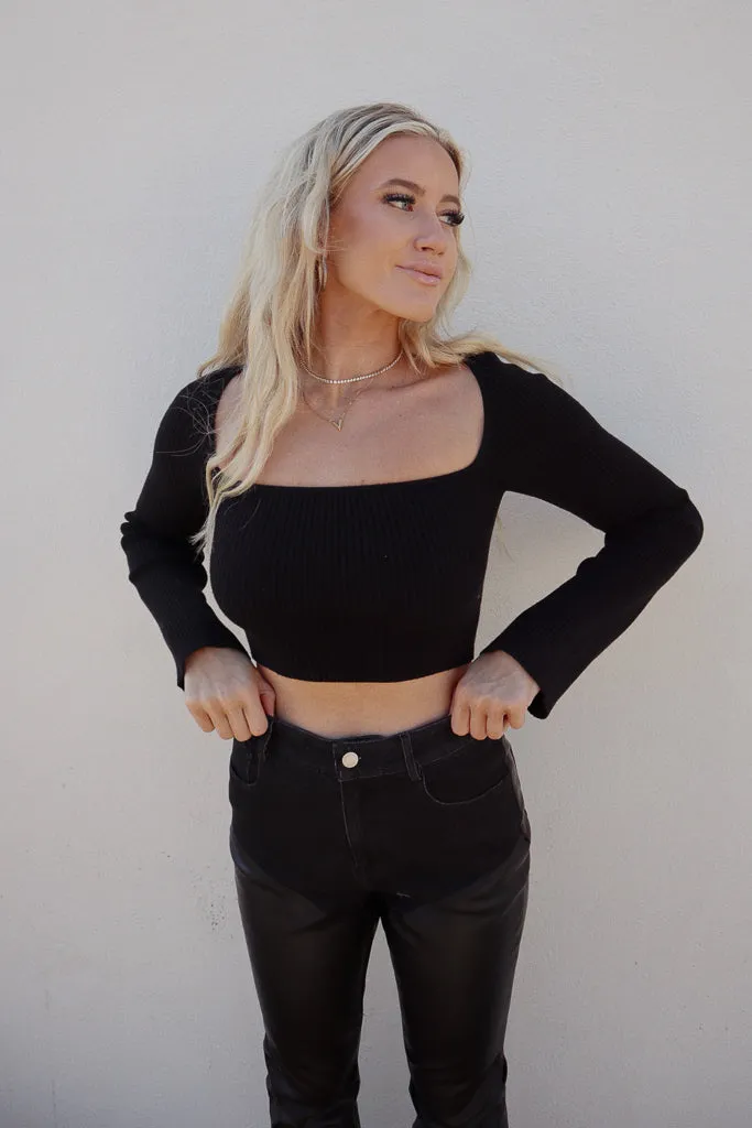 Mia Square Neck Long Sleeve Soft Cotton Blend AthleticInspired