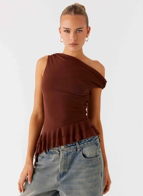 Flexible Ribbed Cuffs Ergonomic Cut Mica Top - Chocolate