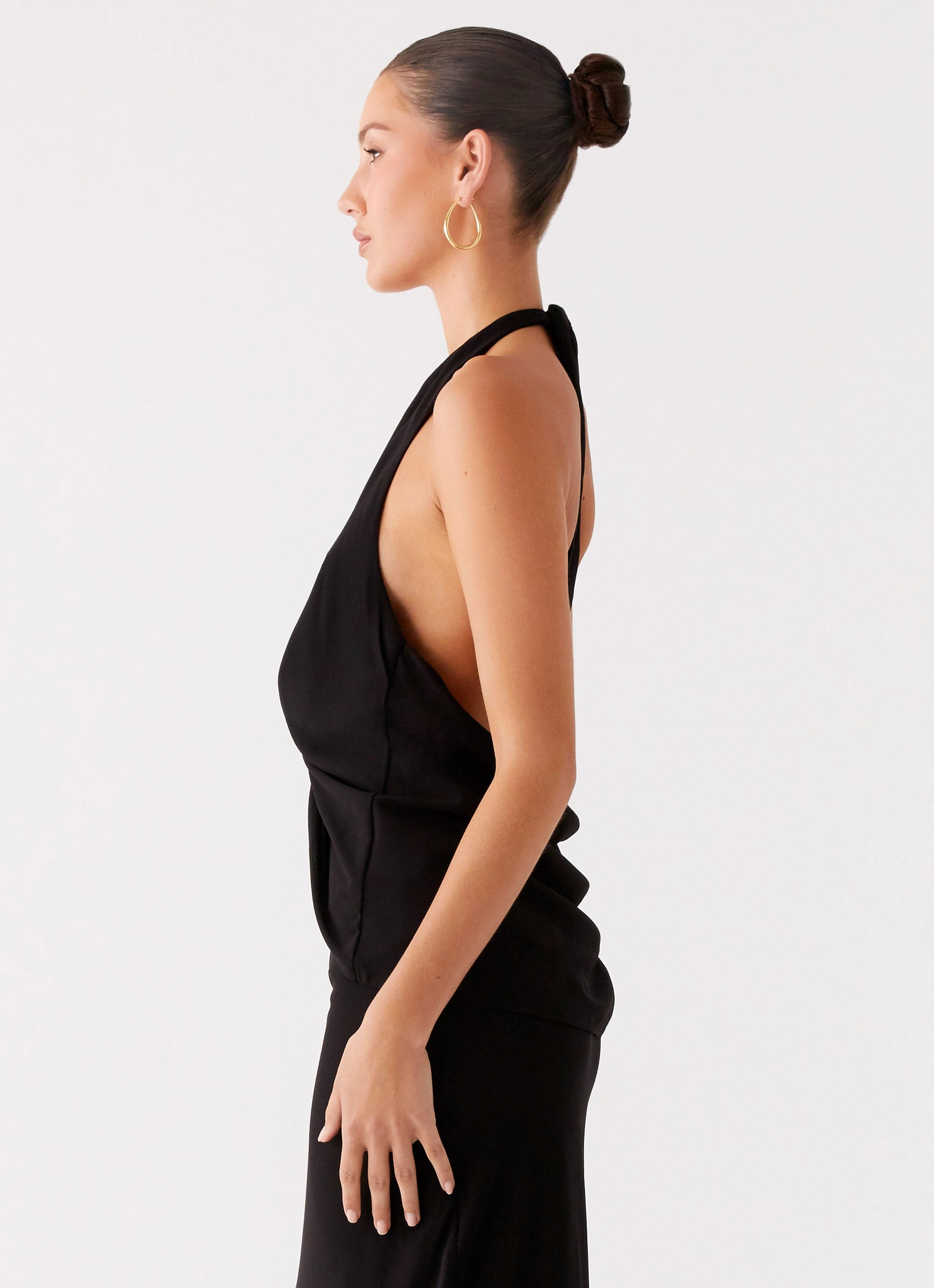 Michaella Chiffon Twist Top - Black Durable Double Stitching