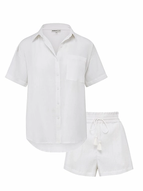 Tapered ankle Michelle Top   Vicki Shorts Set in Fresh White