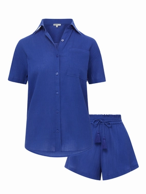 Supportive Fit Cozy And Stylish Michelle Top   Vicki Shorts Set in Iris