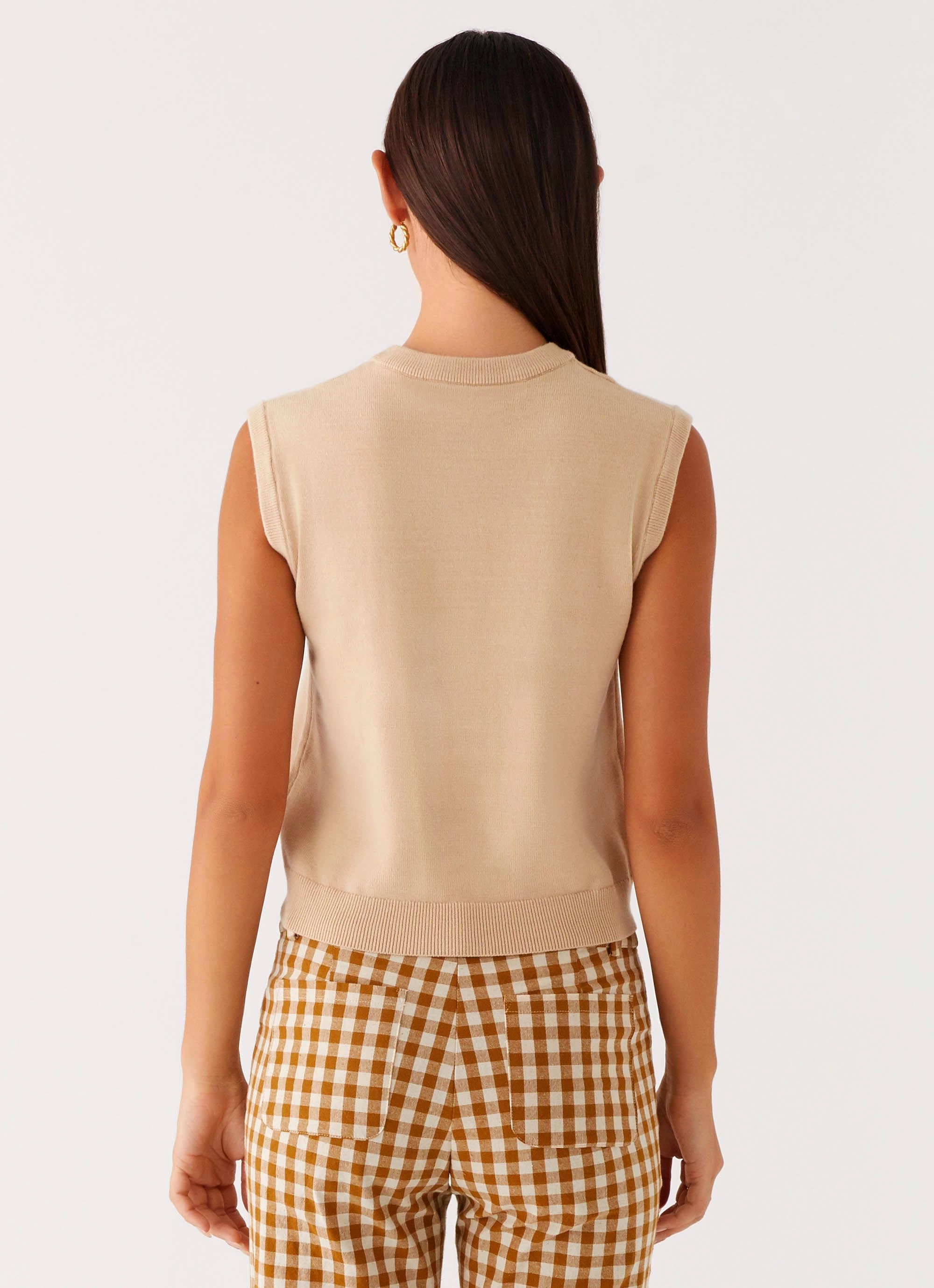 Cozy Cardigan Mickey Knit Vest - Cream