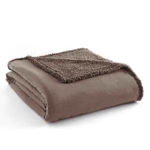 Micro Flannel Reverse to Sherpa Blanket - Twin/Hazelnut