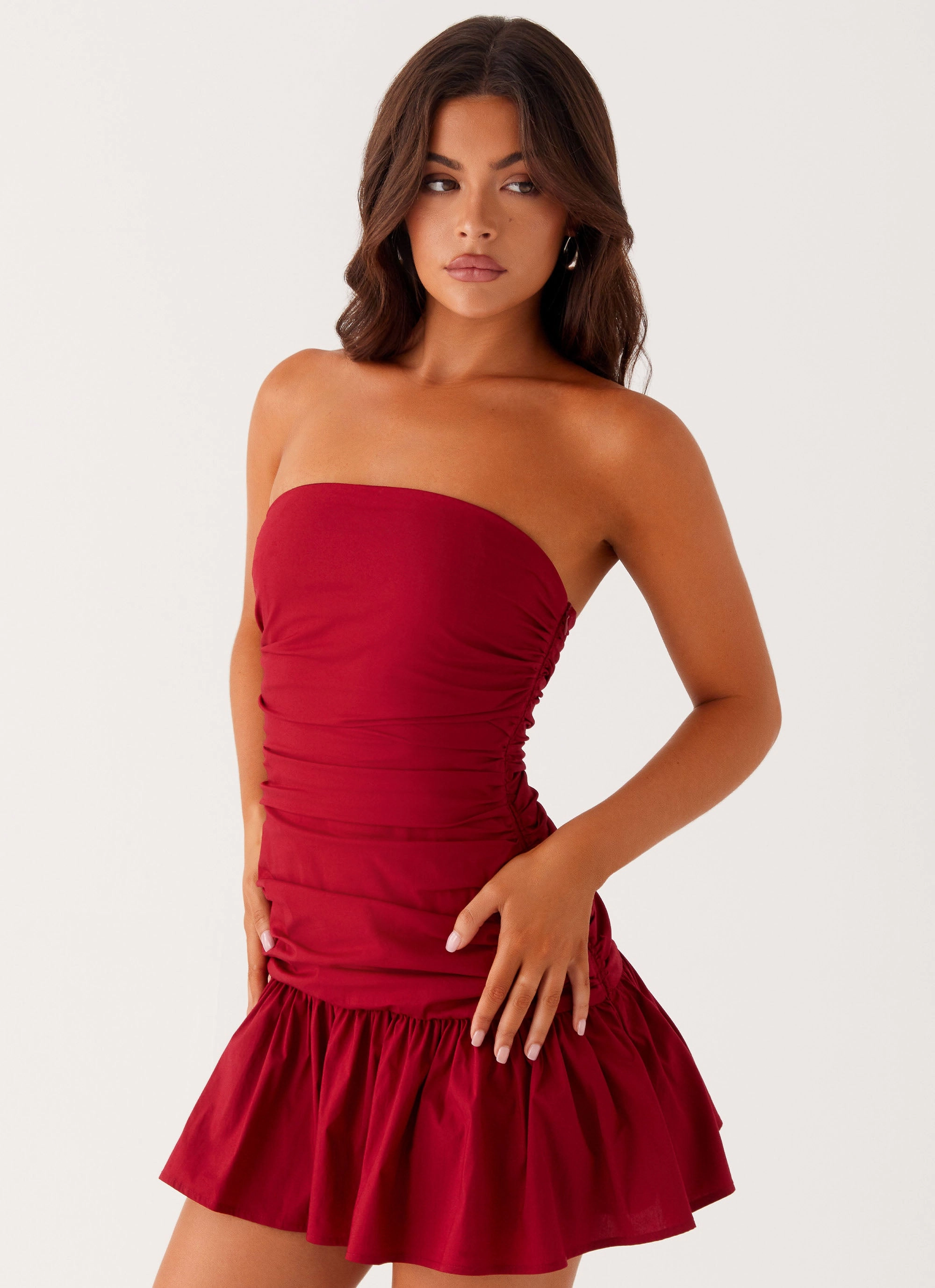 Earth Tones Carmel Mini Dress - Merlot