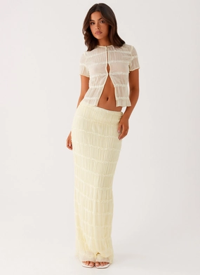 Detachable Detail Calm Mood Daydreaming Low Rise Maxi Skirt - Yellow