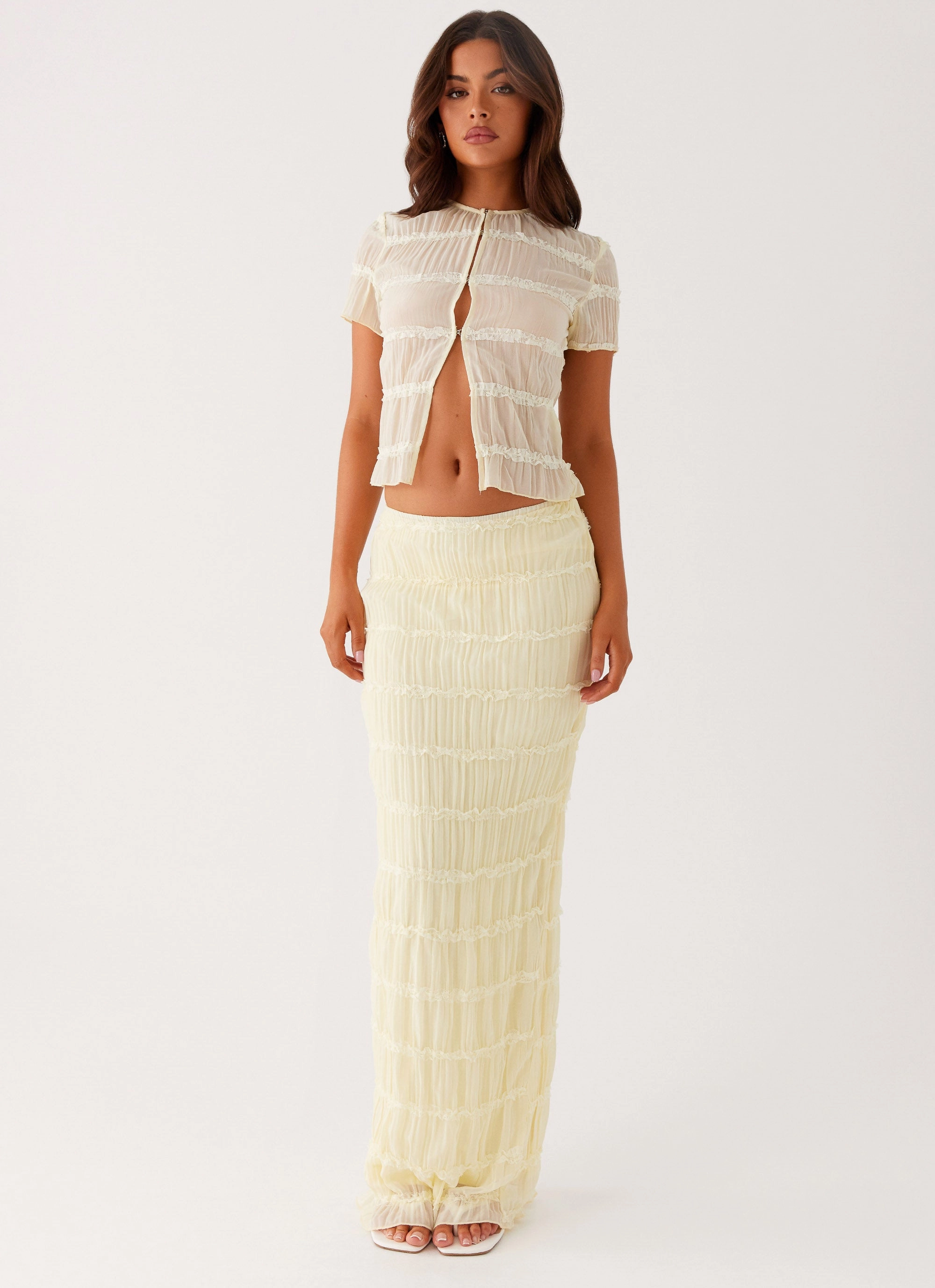 Daydreaming Low Rise Maxi Skirt - Yellow Quiet Style Comfy Look