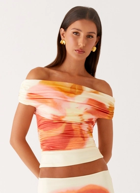 Moka Off Shoulder Top - Mimosa Blossom Reflective Trim