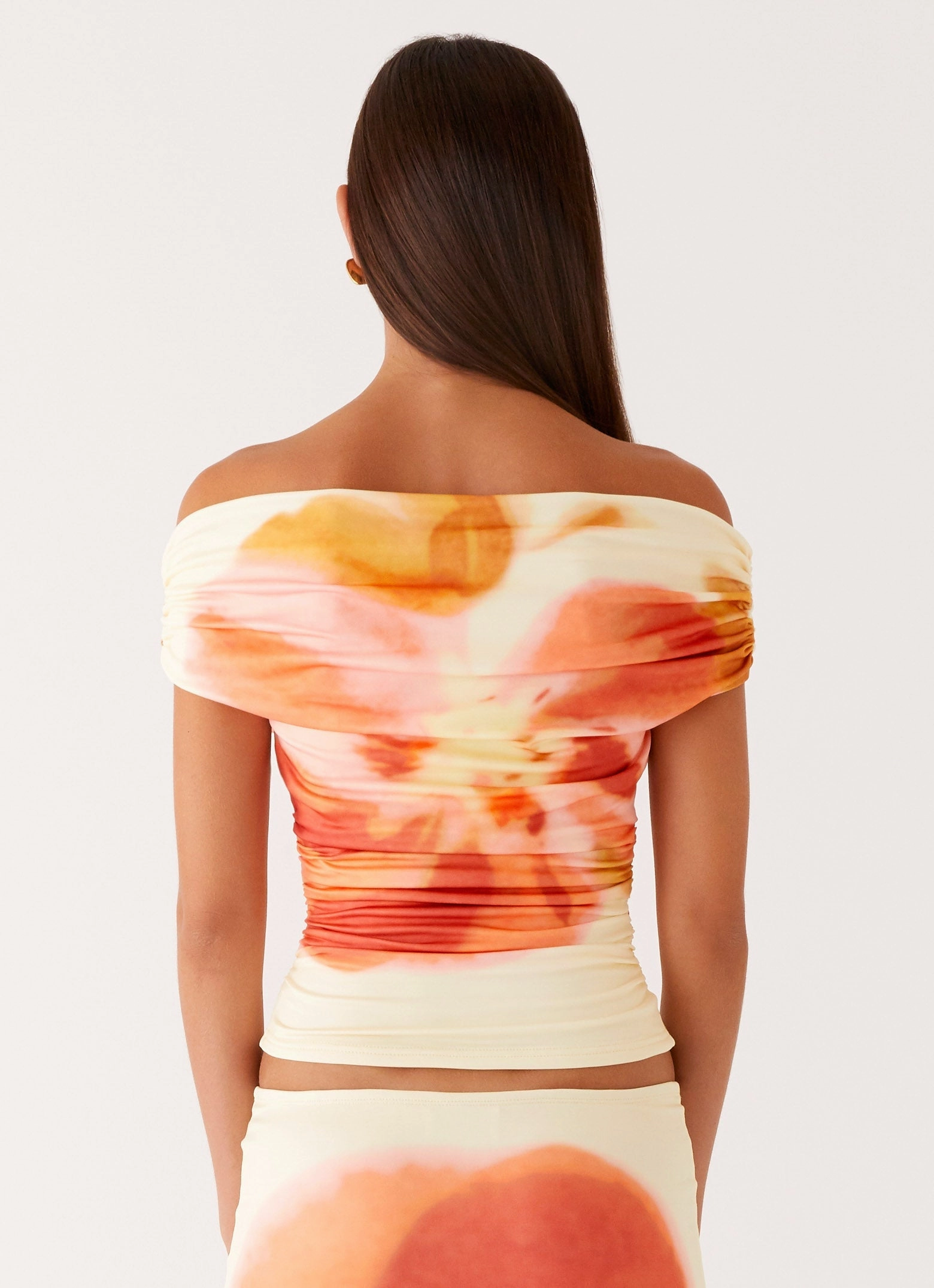Moka Off Shoulder Top - Mimosa Blossom Compact Jacquard Weave OdorResistant