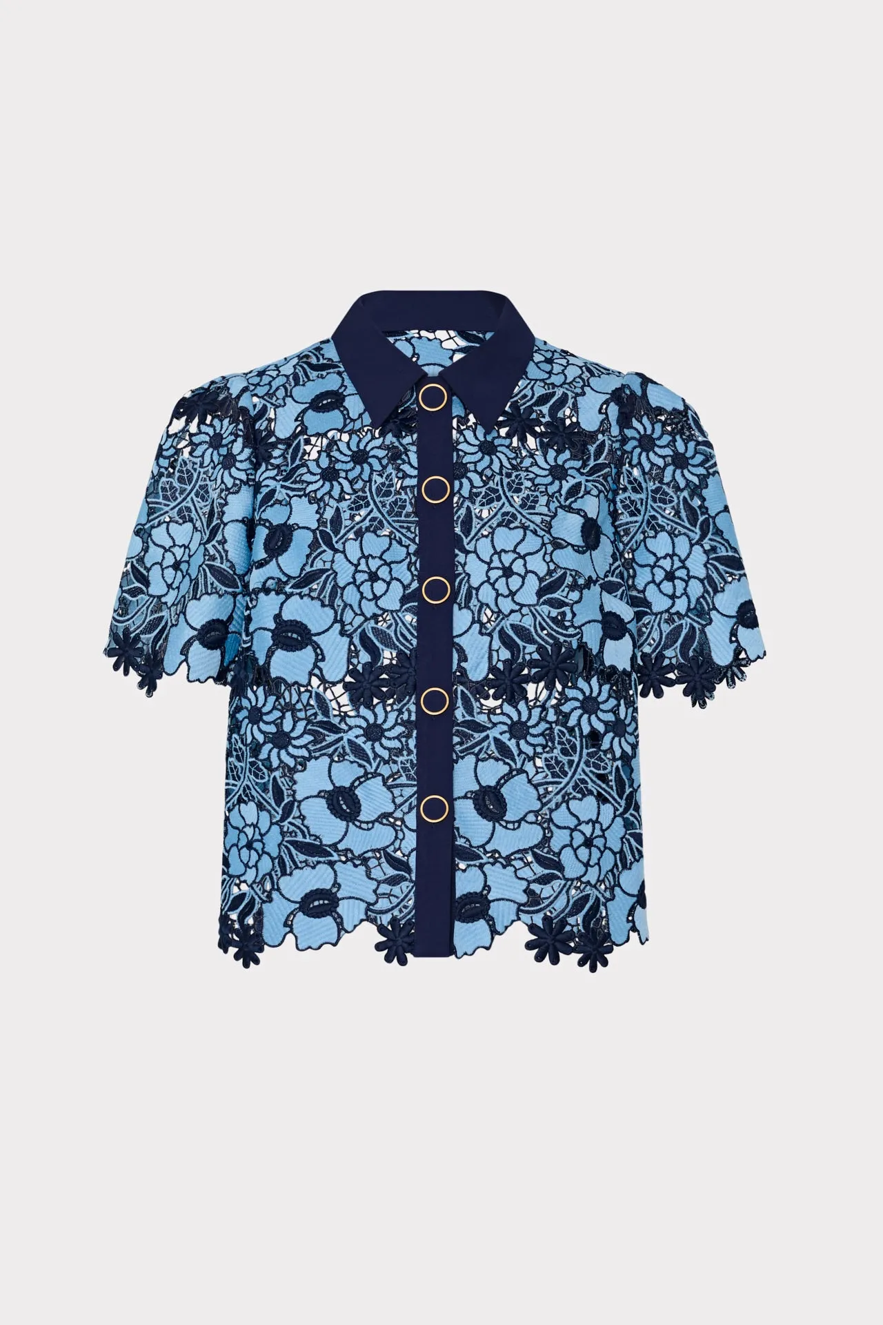 Addison Two Tone Floral Lace Top Tailored Placket