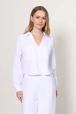 NonRestrictive Armholes Campo Button Up Gauze Top