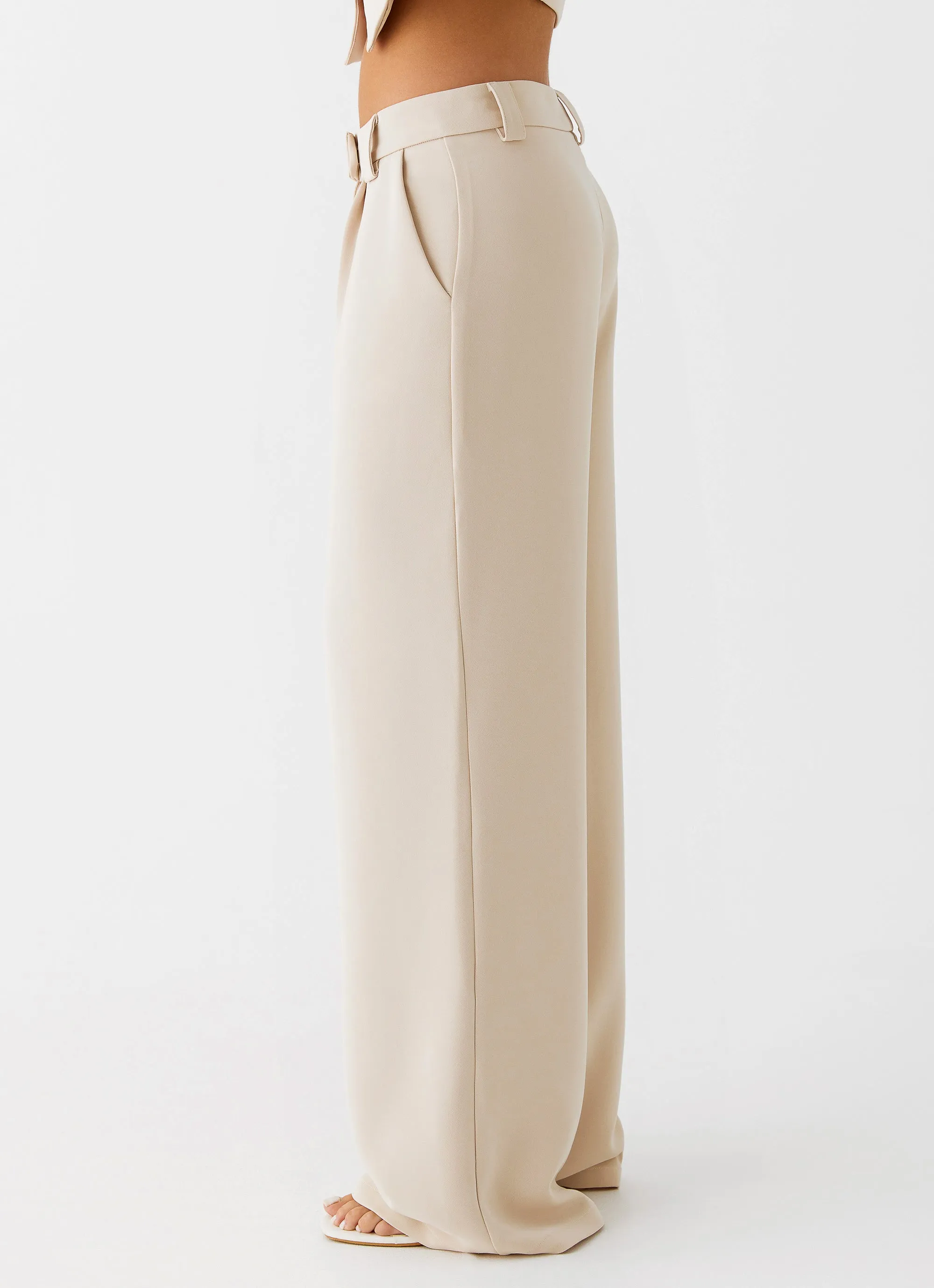 Midnight City Suit Pants - Beige Low Profile Waistband