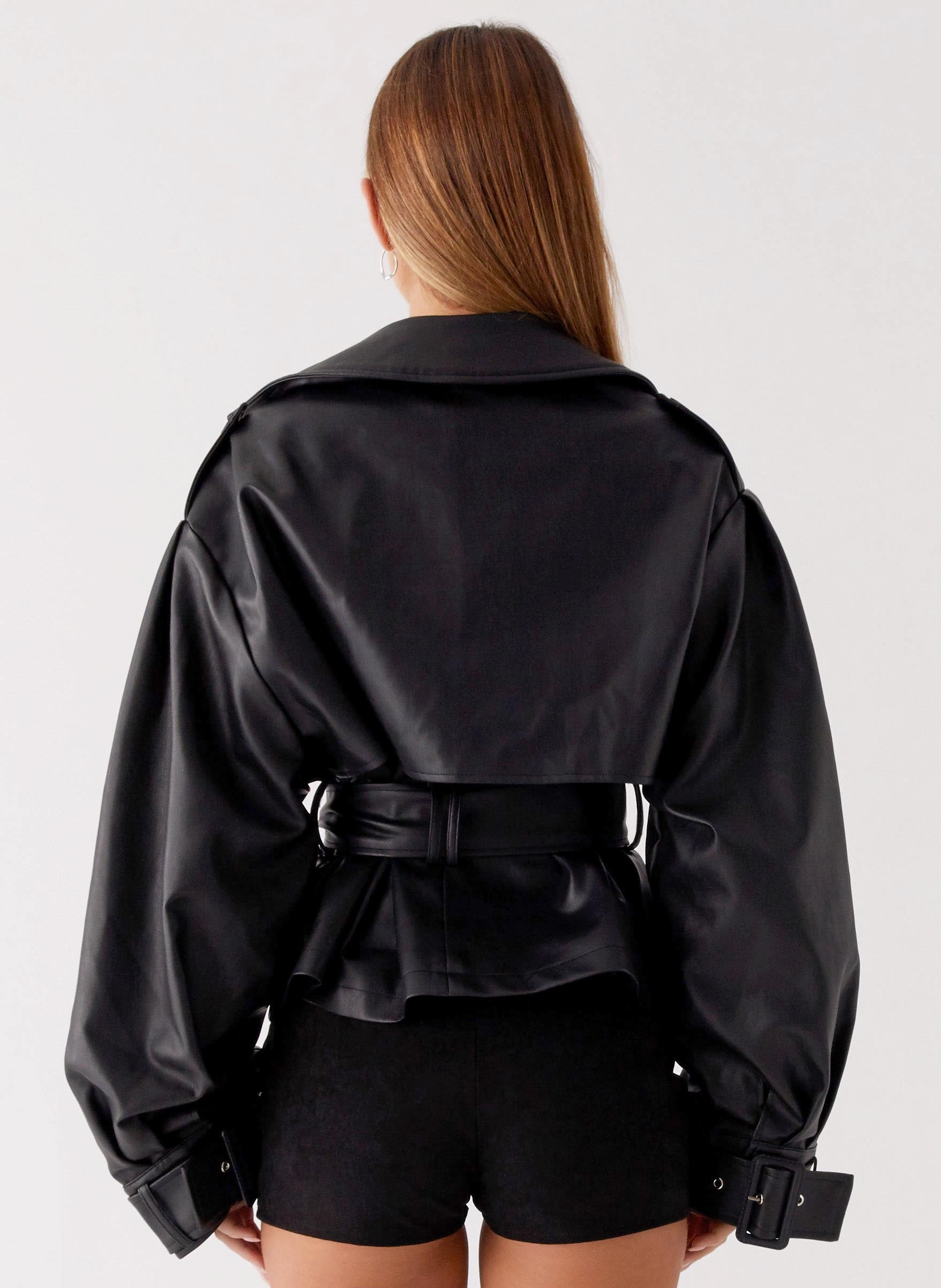 Wind Resistant Wear Upgrade Midtown Leather Trench - Black