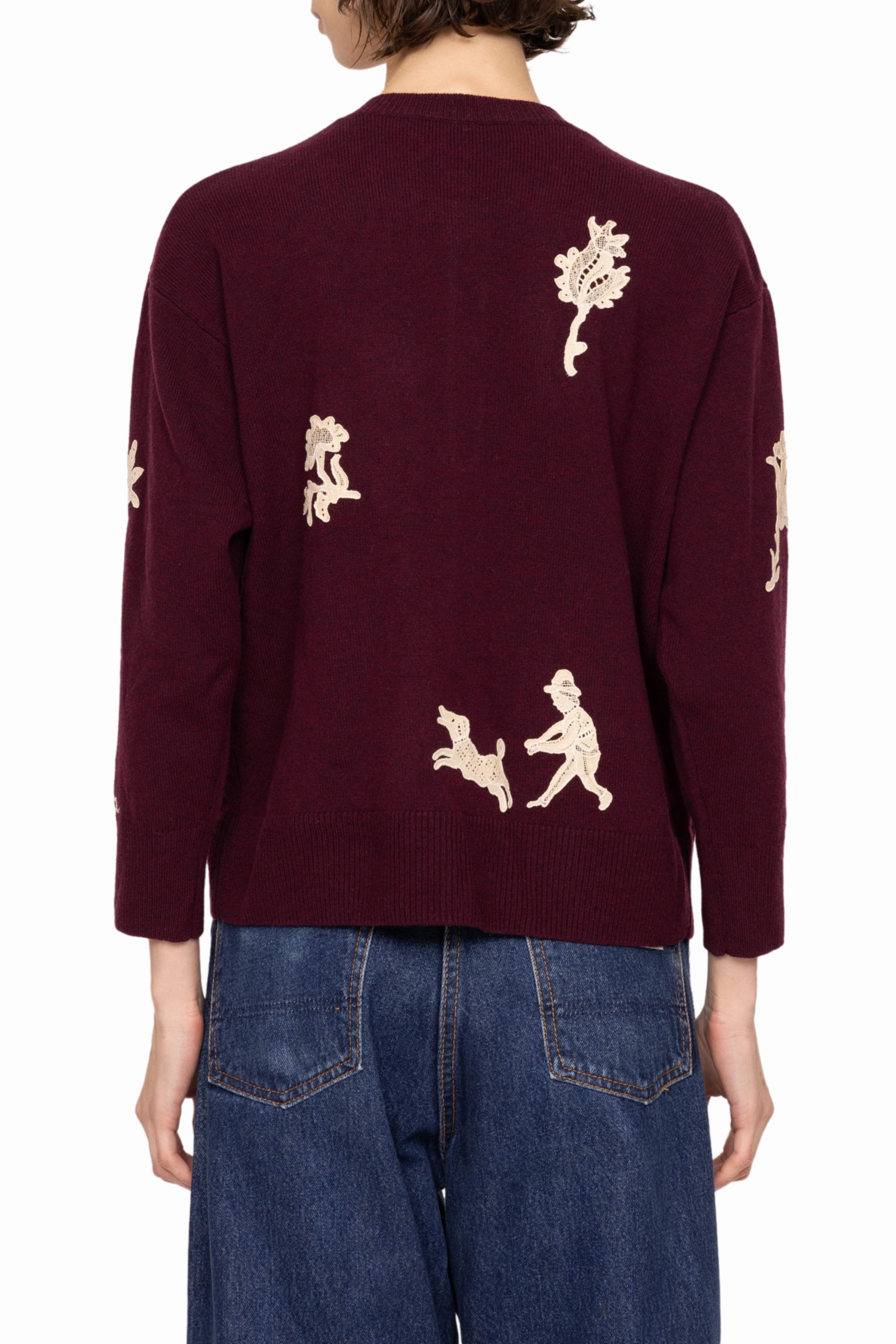 City Casual Mika Applique Cardigan - Burgundy