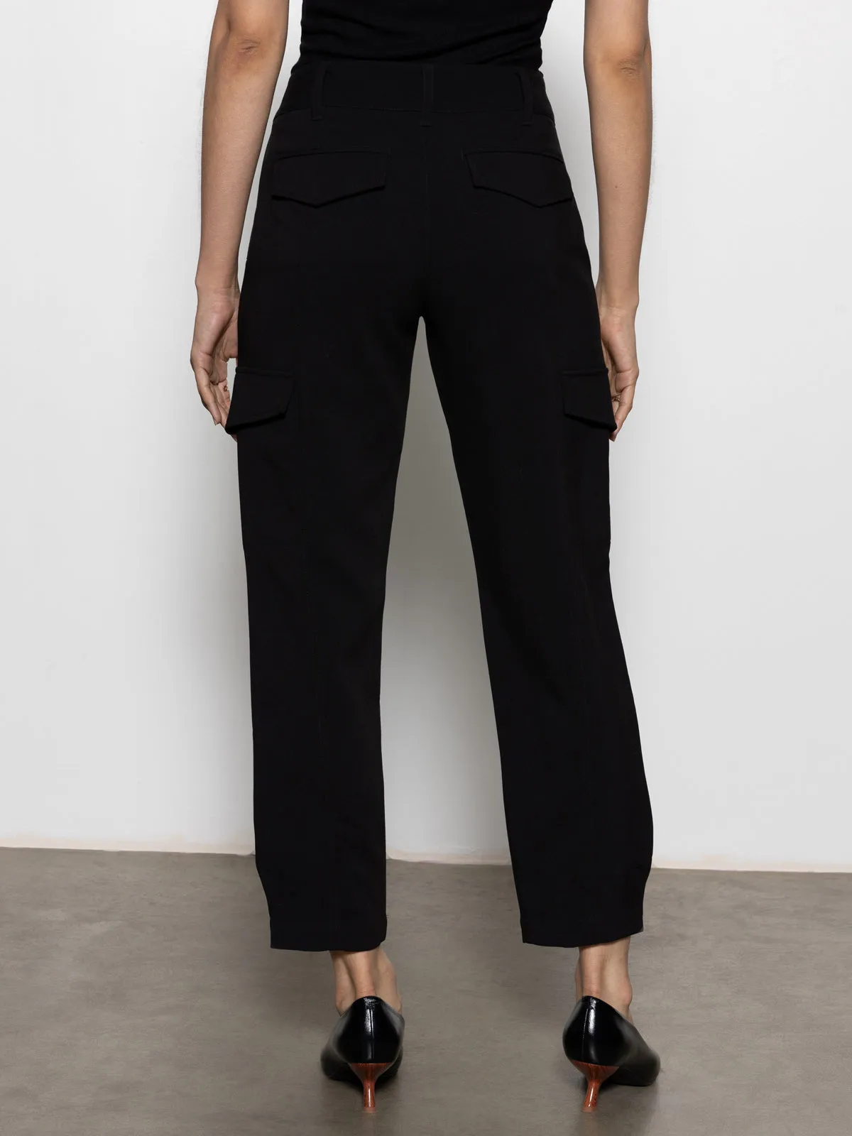 Polished Standard Rise Cargo Pant Black Sporty Chic Breathable Waist