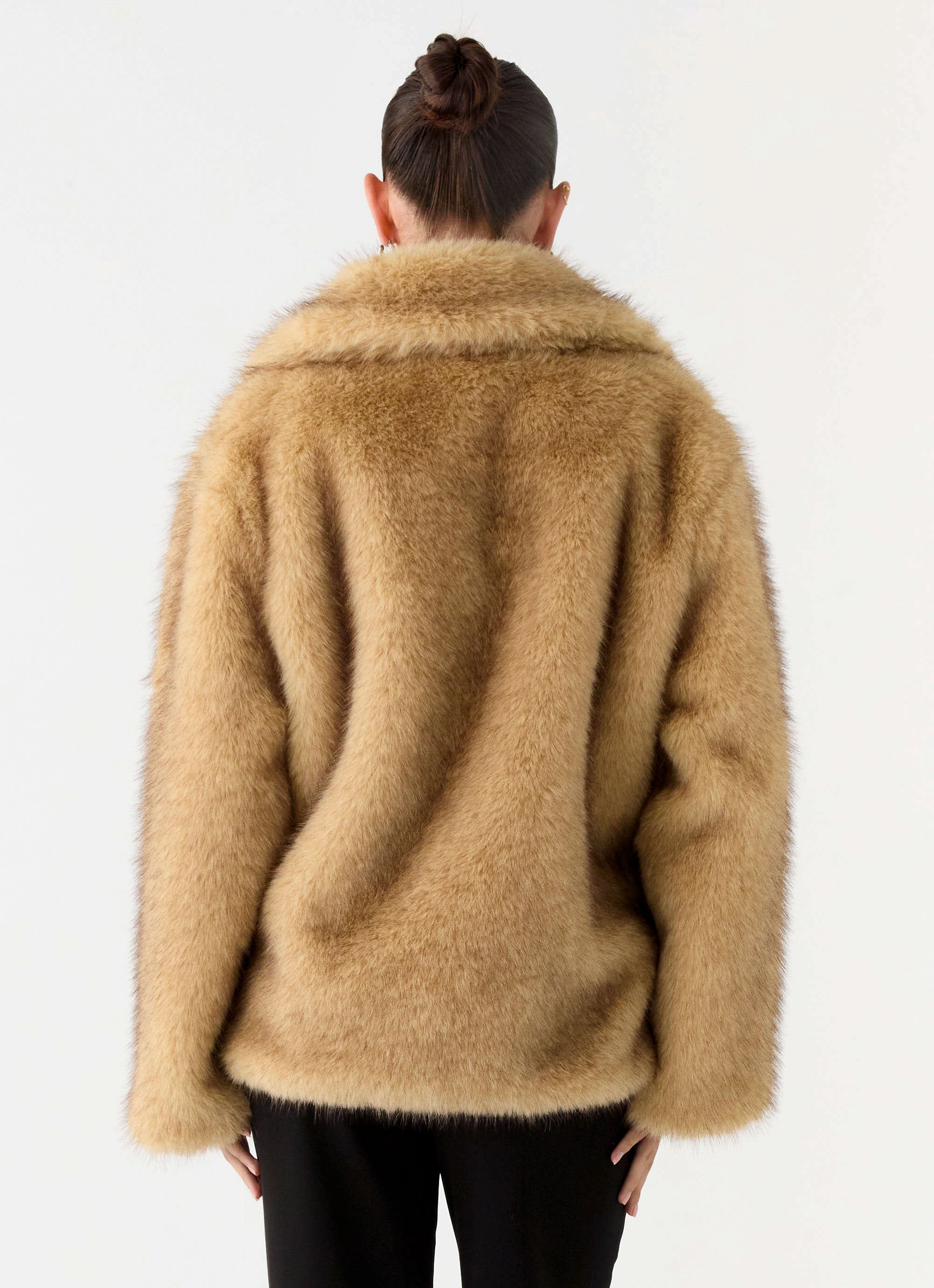 Cream Milika Fur Coat - Beige