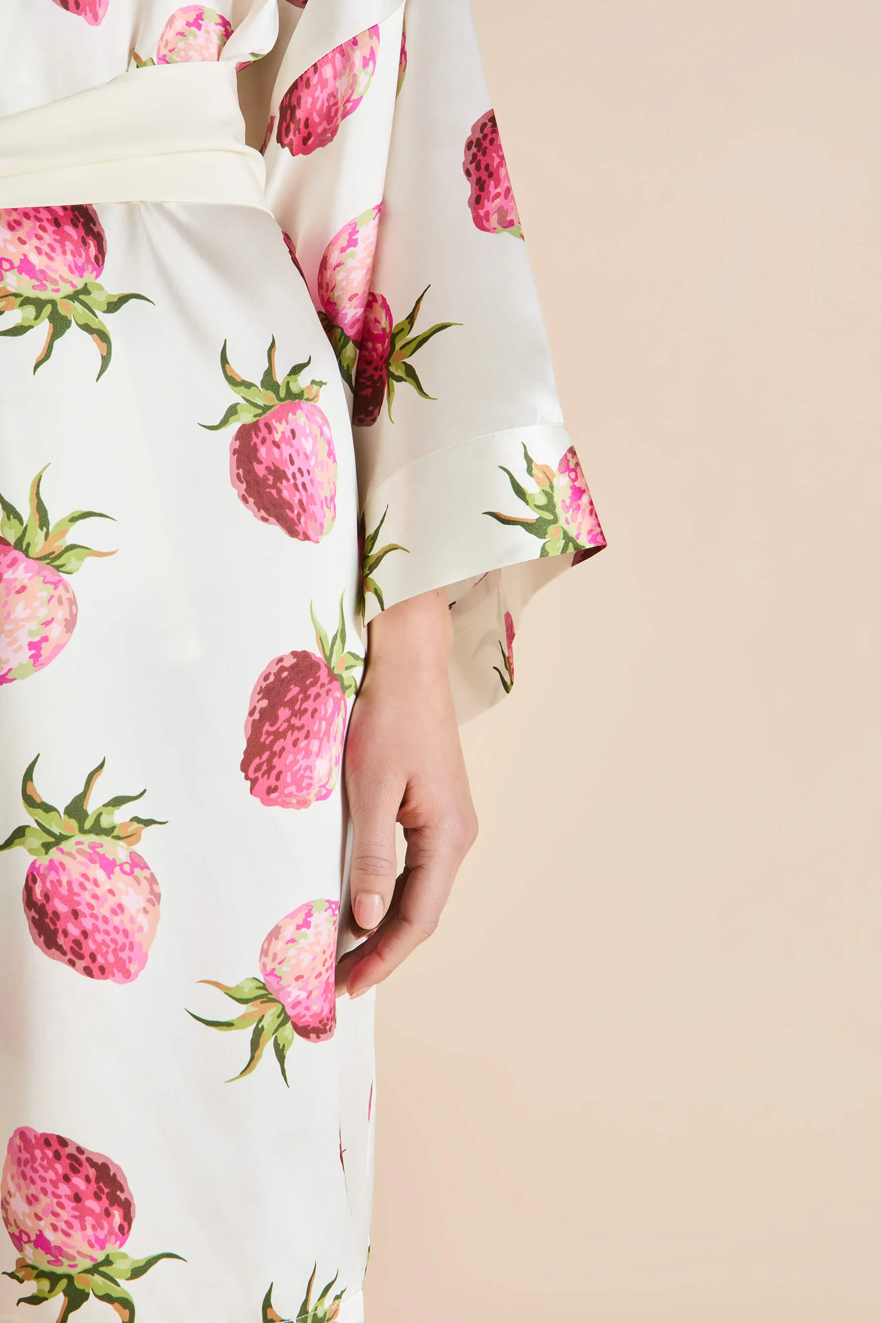 Mimi Blythe Ivory Strawberry Robe in Silk Satin