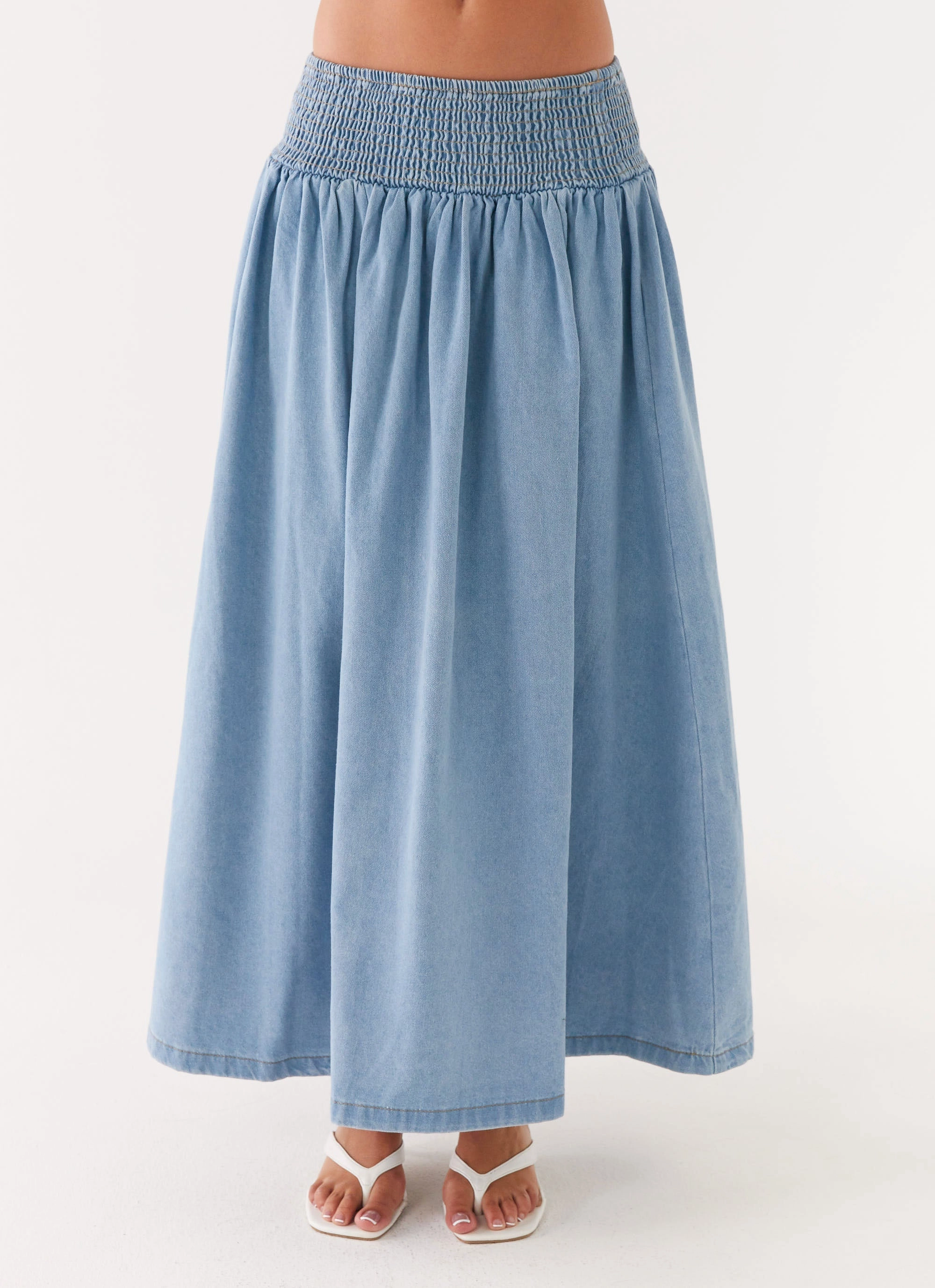Heater Midi Skirt - Washed Blue Breathable Lining Light Touch